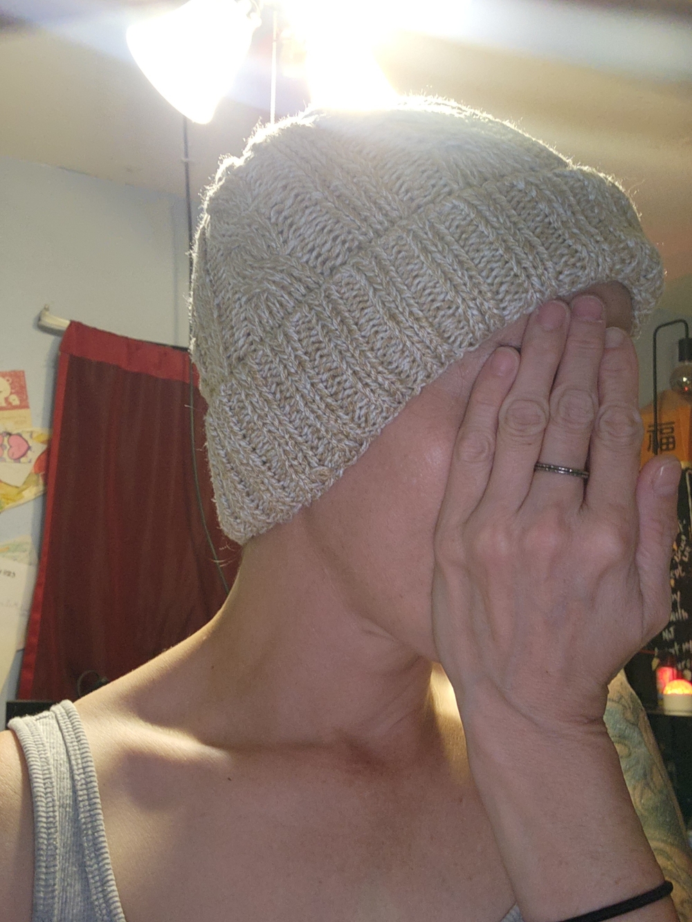 Time and Tru Neutral Knit Beanie in Beige